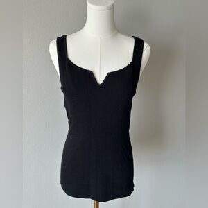 White House Black Market Black Sleeveless Ribbed Knit Stretch Top-L